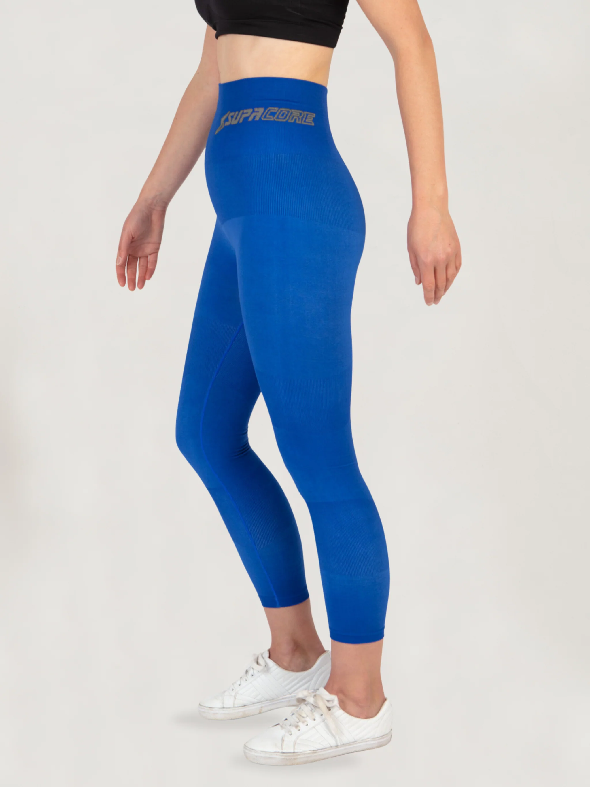 Patented Coretech® Kathy Body Mapped 7/8 Power RUNNING Leggings with Pocket -Black/Navy/Blue - Image 6