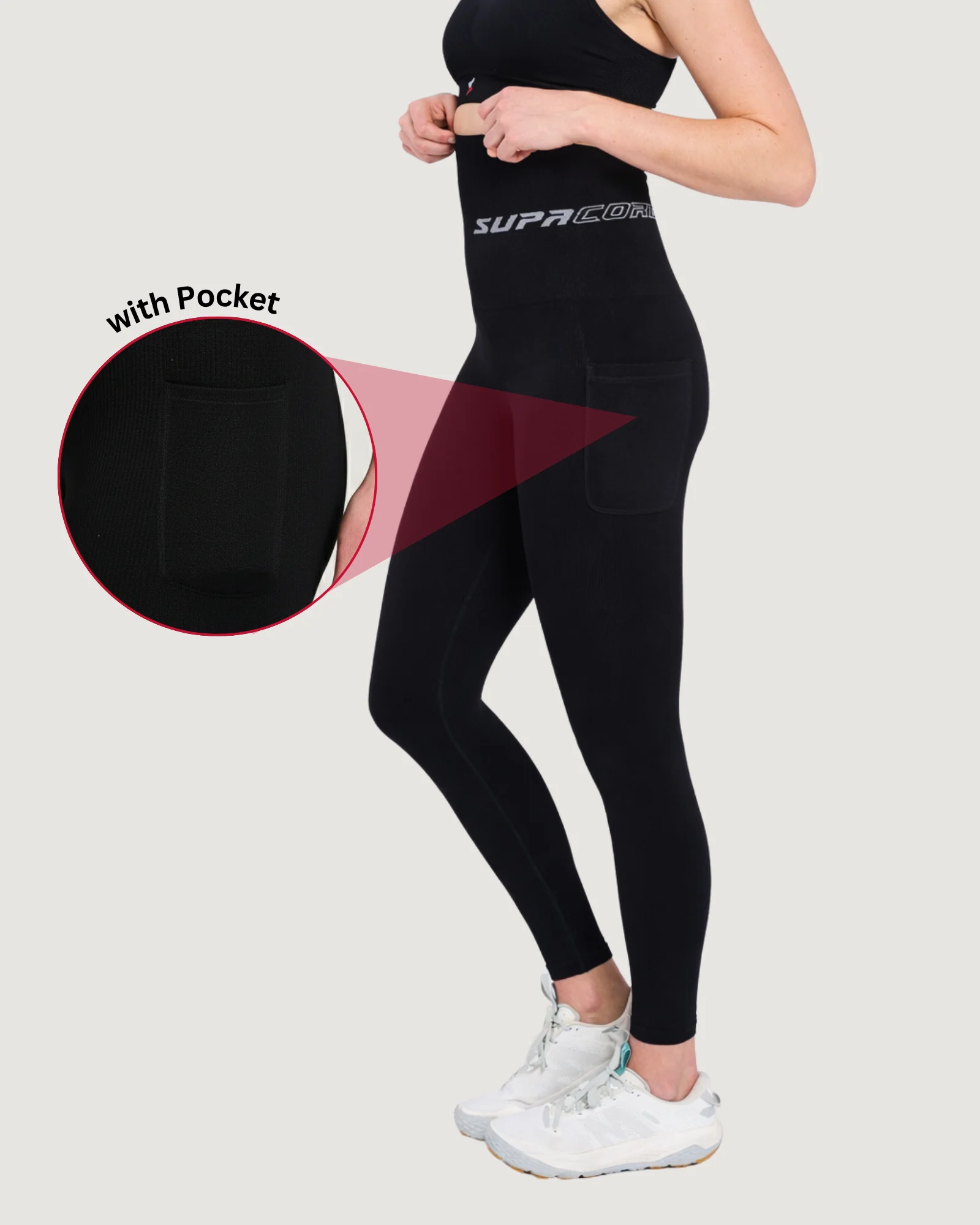 Patented Meryl POTS Extra High Waisted compression leggings with Pocket - Image 2